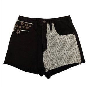 Vintage Black Denim Shorts Upcycled Sz. 6